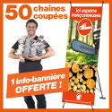 50 chaînes coupées Kerwood. 1 info-bannière "Espace tronçonneuse" offerte !