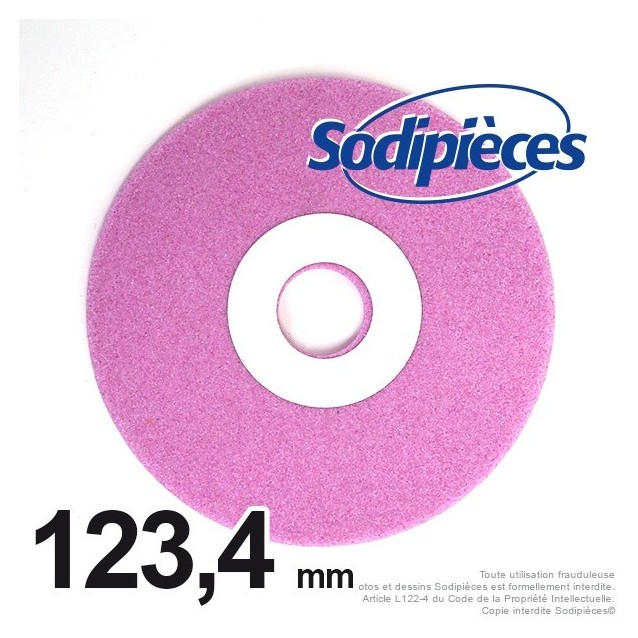 Meule d'affûteuse diam 123 mm, Alé 22 mm, ép 4,5 mm