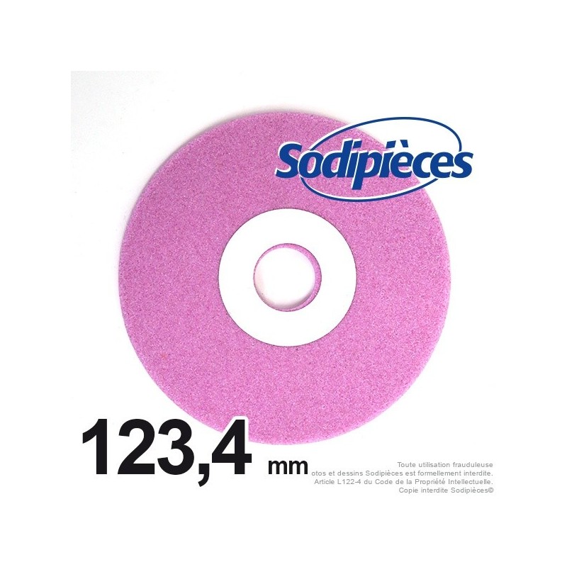 Meule d'affûteuse diam 123 mm, Alé 22 mm, ép 4,5 mm