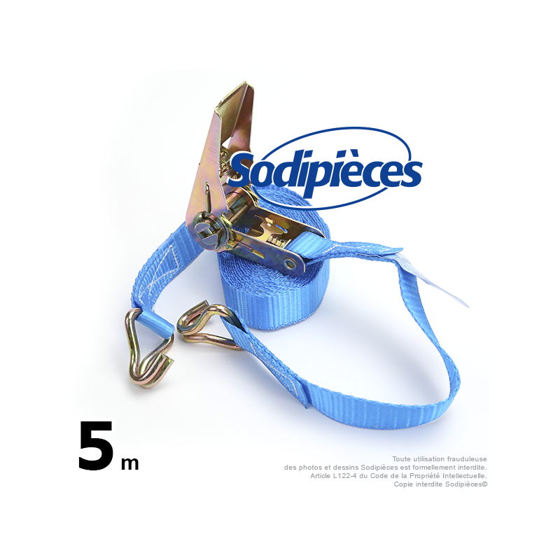 Sangle à cliquet. Capacité 500 Kg. 25 mm x 5 m