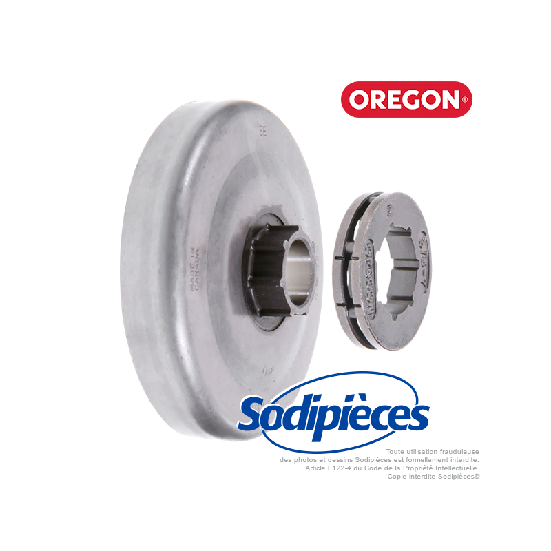 Pignon + bague tronçonneuse Power mate 3/8". 7 dents. Oregon