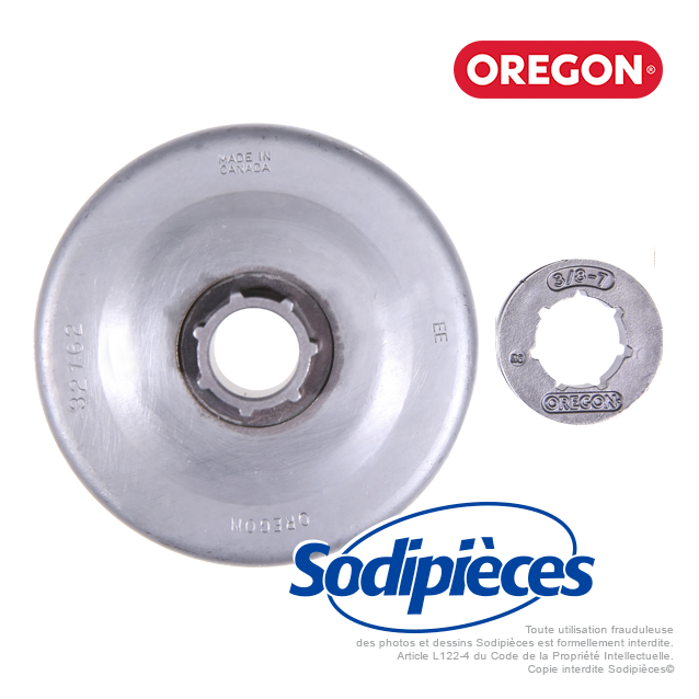 Pignon + bague tronçonneuse Power mate 3/8". 7 dents. Oregon