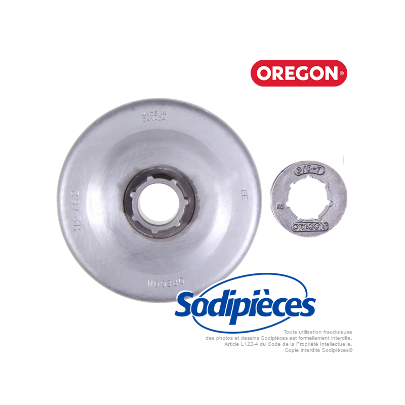 Pignon + bague tronçonneuse Power mate 3/8". 7 dents. Oregon