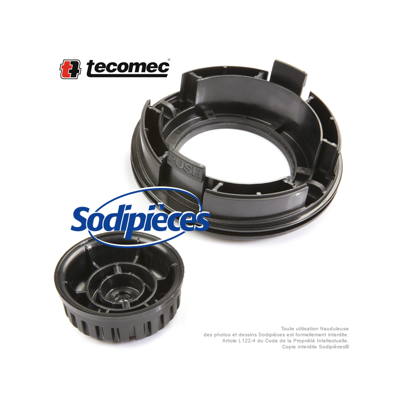 Kit tête débroussailleuse Tecomec Easy Work Ø130 mm. Couvercle inférieur + bouton