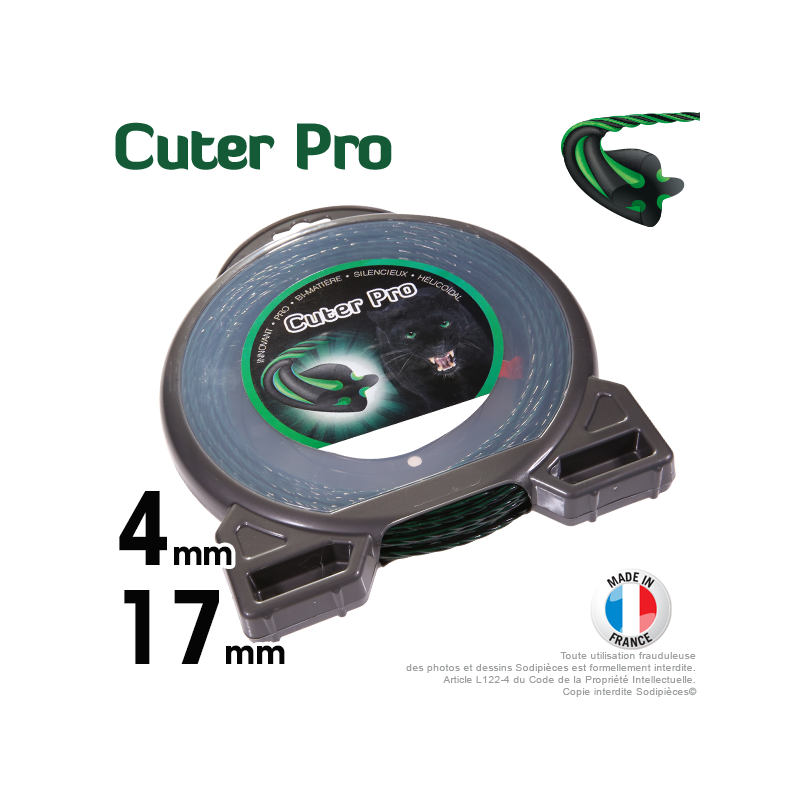 Fil débroussailleuse Cuter'Pro ®. Coque 4 mm x 17 m. Hélicoïdal