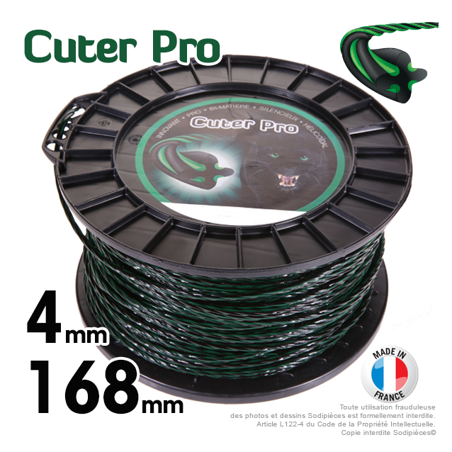 Fil débroussailleuse Cuter'Pro ®. Bobine 4 mm x 168 m. Hélicoïdal Fil débroussailleuse Cuter'Pro ®. Bobine 4 mm x 168 m. Hélicoïdal