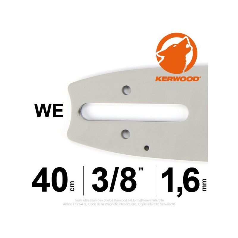 Guide KERWOOD . 40cm 3/8". 1.6 mm. 16A4KLWE