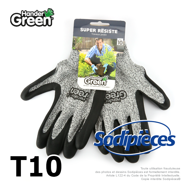 Gants anti-coupure Handergreen. Gris/noir. Taille 10