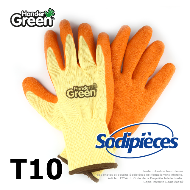 Gants haute qualité Handergreen. Jaune/orange. Taille 10