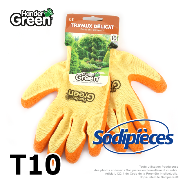 Gants haute qualité Handergreen. Jaune/orange. Taille 10