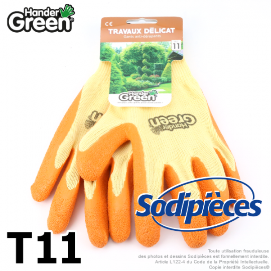 Gants haute qualité Handergreen. Jaune/orange. Taille 11