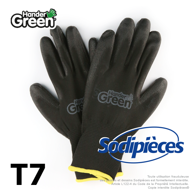 Gants polyester Handergreen. Noir. Taille 7