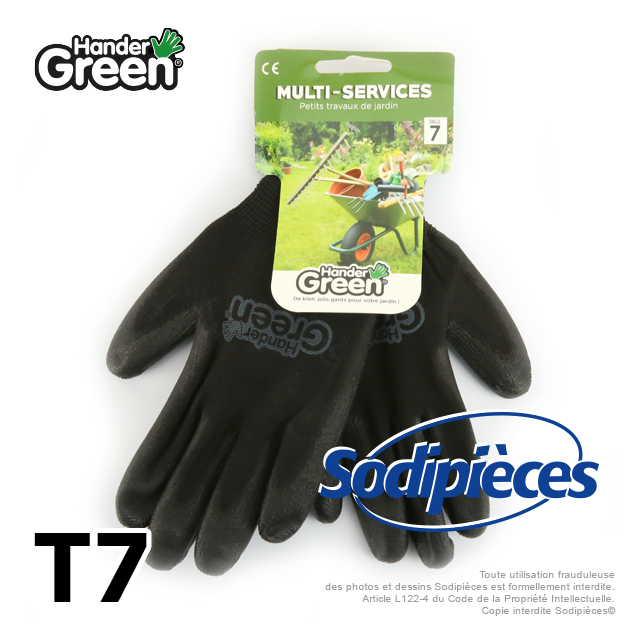 Gants polyester Handergreen. Noir. Taille 7