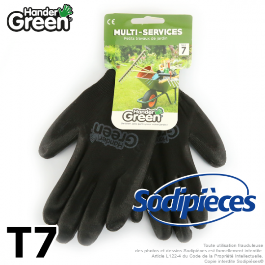 Gants polyester Handergreen. Noir. Taille 7