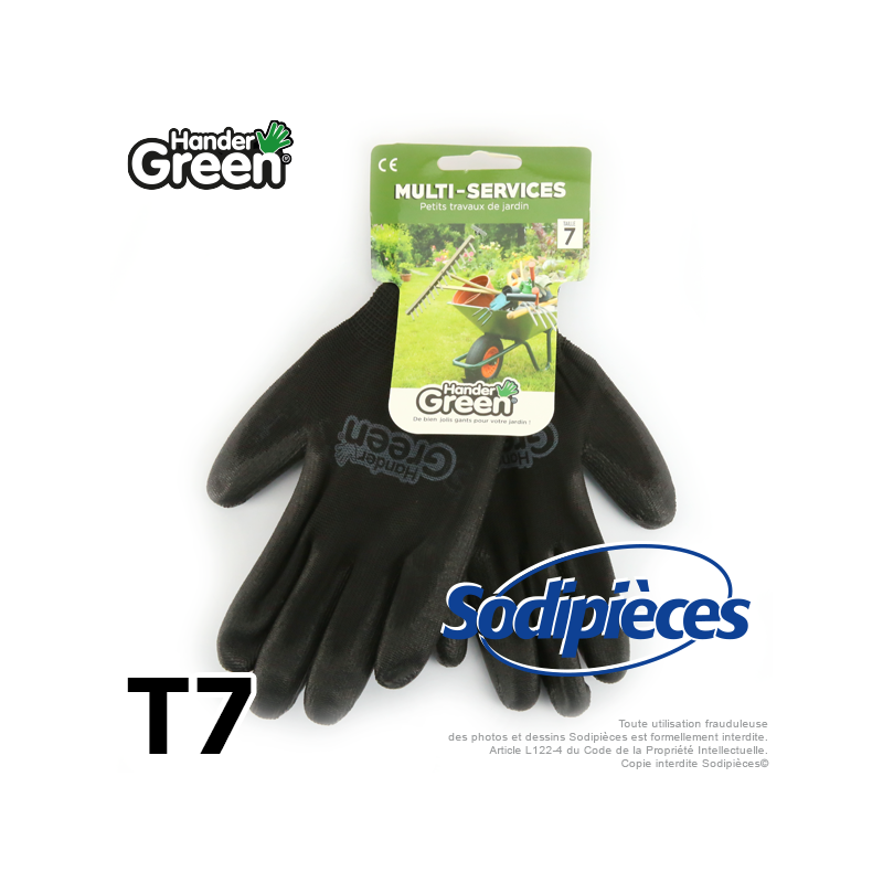 Gants polyester Handergreen. Noir. Taille 7