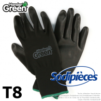 Gants polyester Handergreen. Noir. Taille 8