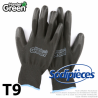 Gants polyester Handergreen. Noir. Taille 9