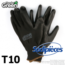 Gants polyester Handergreen. Noir. Taille 10