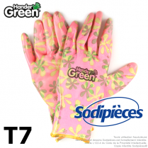 Gants imprimés Handergreen. Rose/transparent. Taille 7