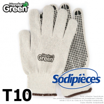 Gants anti-dérapant Handergreen. Blanc/noir. Taille 10