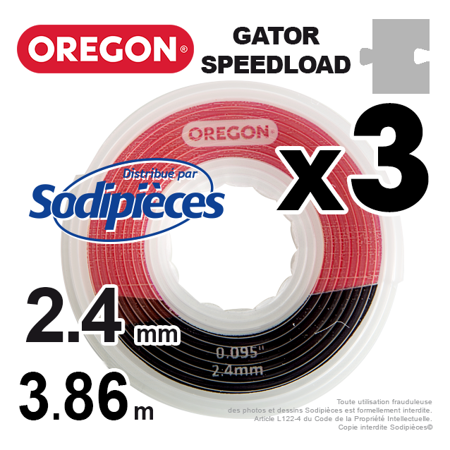 Fil débroussailleuse Oregon Gator® SpeedLoad™ 2,4 x 1,6 mm