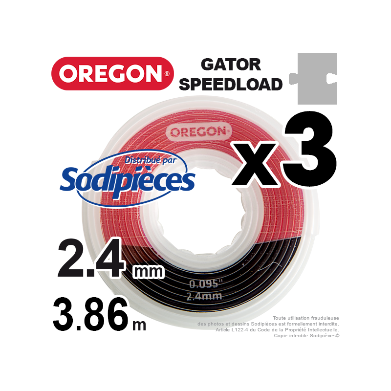 Fil débroussailleuse Oregon Gator® SpeedLoad™ 2,4 x 1,6 mm