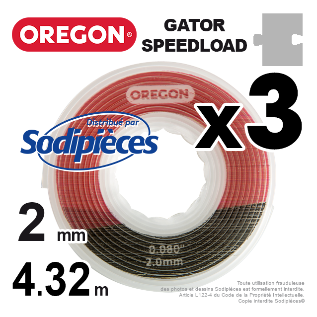 Fil débroussailleuse Oregon Gator® SpeedLoad™ 2 x 1,6 mm