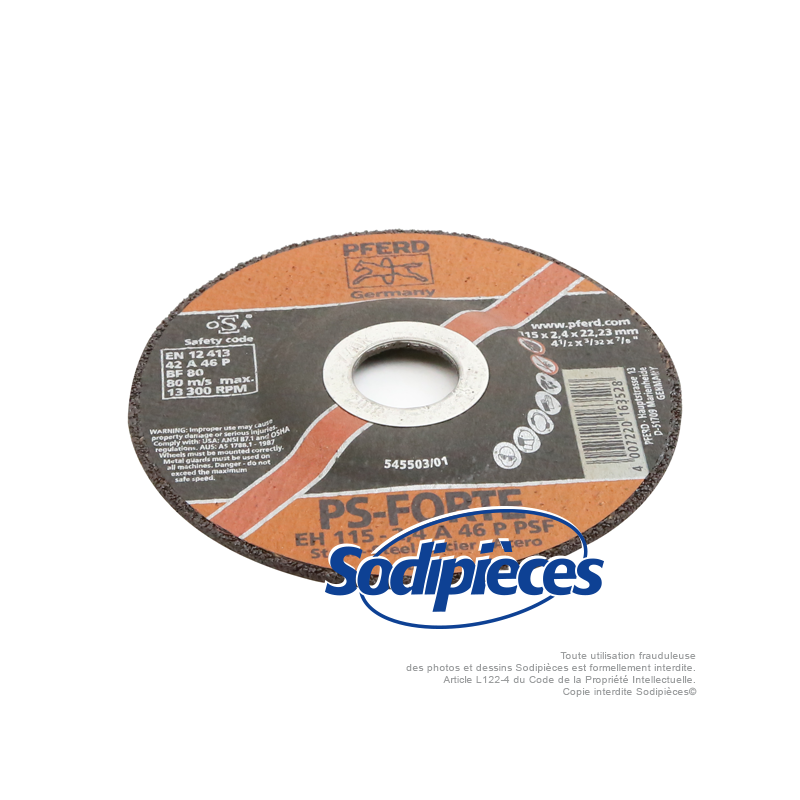 Disque à tronçonner metaux, diam 115 mm