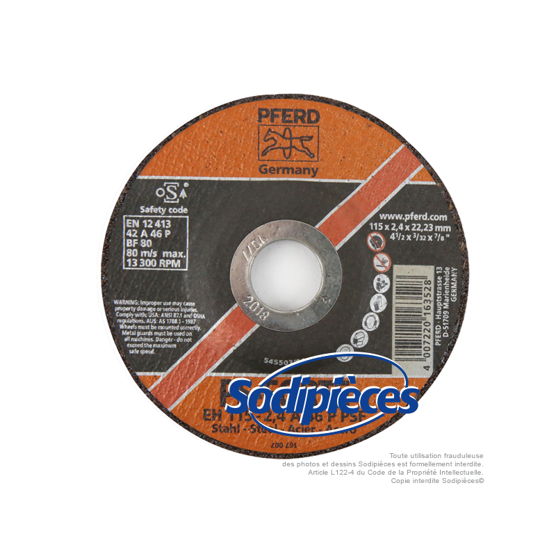 Disque à tronçonner metaux, diam 115 mm