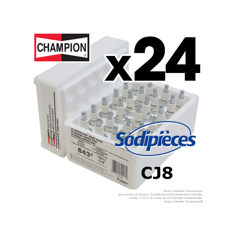 Bougie Champion CCH843S remplace CJ8/W24 par 24