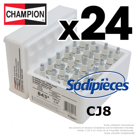 Bougie Champion CCH843S remplace CJ8/W24 par 24