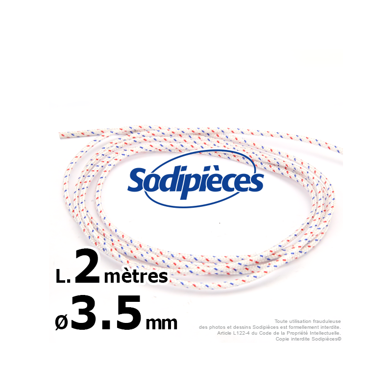 Corde de lanceur. Ø 3,5 mm x 2 m. Cordon 16 fuseaux