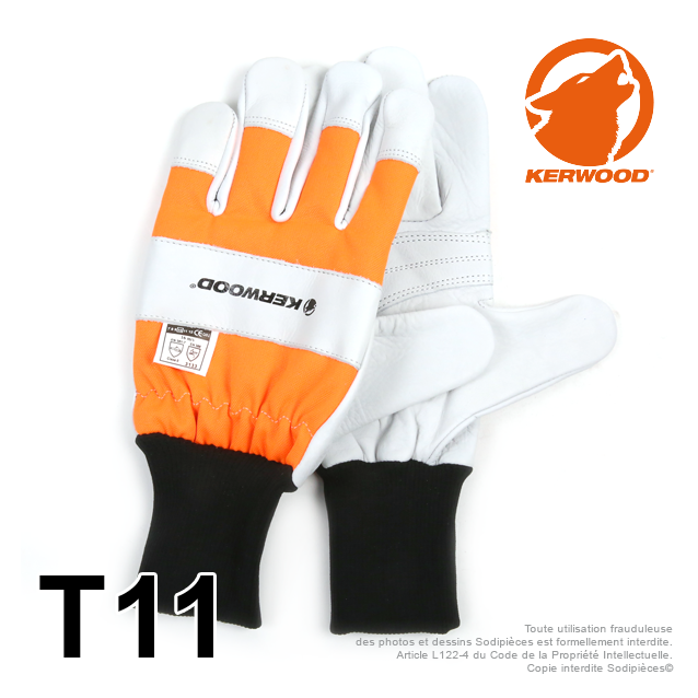 Gants forestier Kerwood Blanc. Protection main gauche taille XL / 11