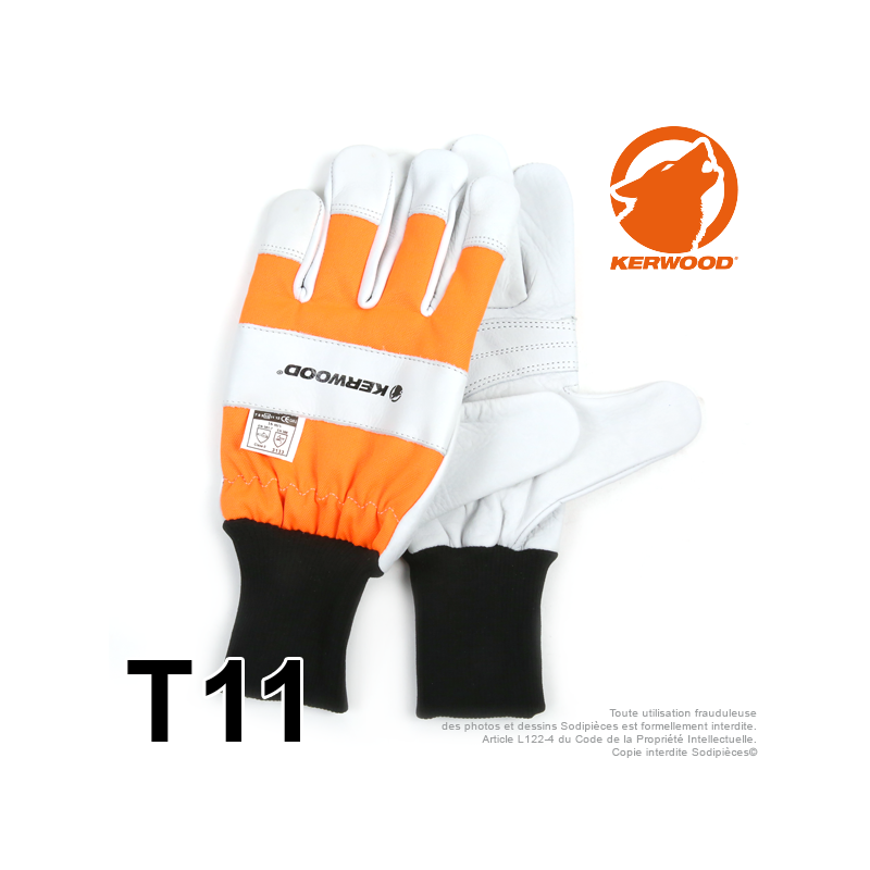 Gants forestier Kerwood Blanc. Protection main gauche taille XL / 11