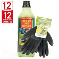 12 bouteilles préventif anti-crevaison Shark Oil-OKO + 12 paires de gants Multi-services HanderGreen OFFERTES