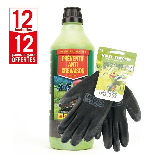12 bouteilles préventif anti-crevaison Shark Oil-OKO + 12 paires de gants Multi-services HanderGreen OFFERTES
