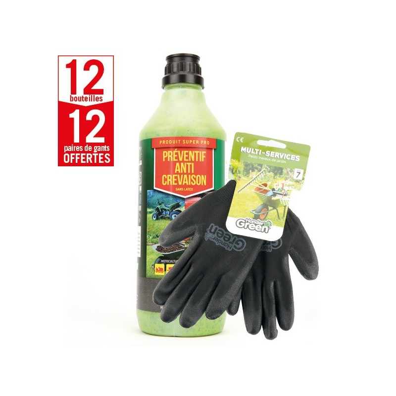 12 bouteilles préventif anti-crevaison Shark Oil-OKO + 12 paires de gants Multi-services HanderGreen OFFERTES
