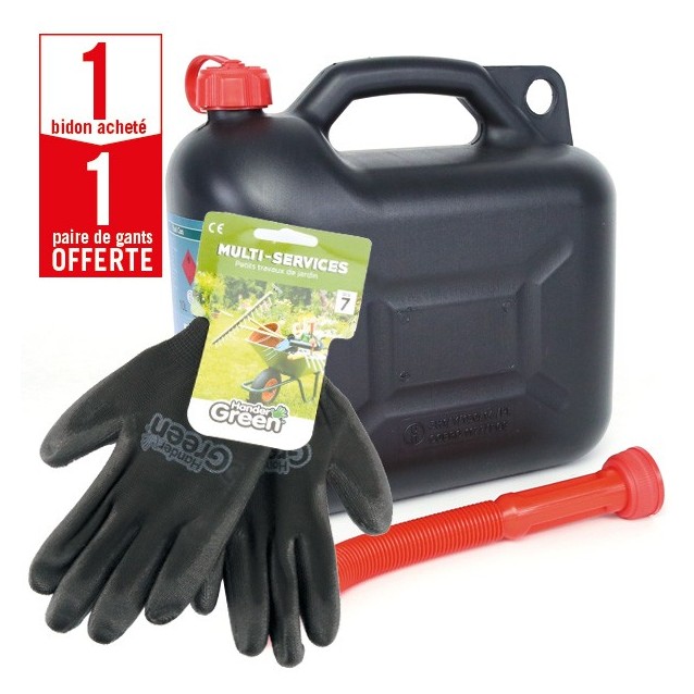 1 bidon 10L avec bec verseur + 1 paire de gants Multi-services HanderGreen OFFERTE