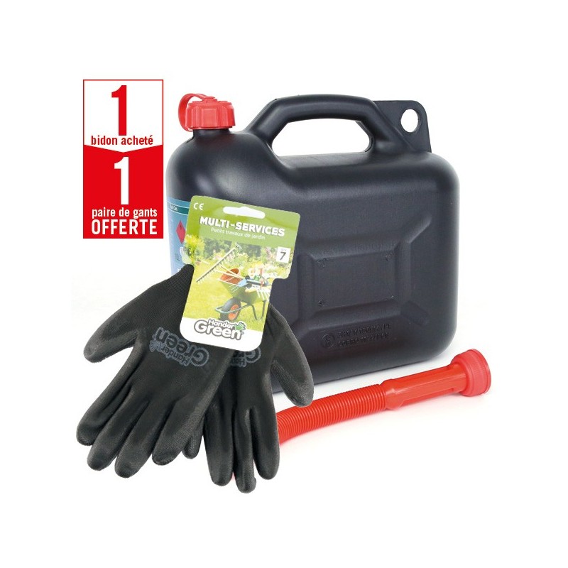 1 bidon 10L avec bec verseur + 1 paire de gants Multi-services HanderGreen OFFERTE