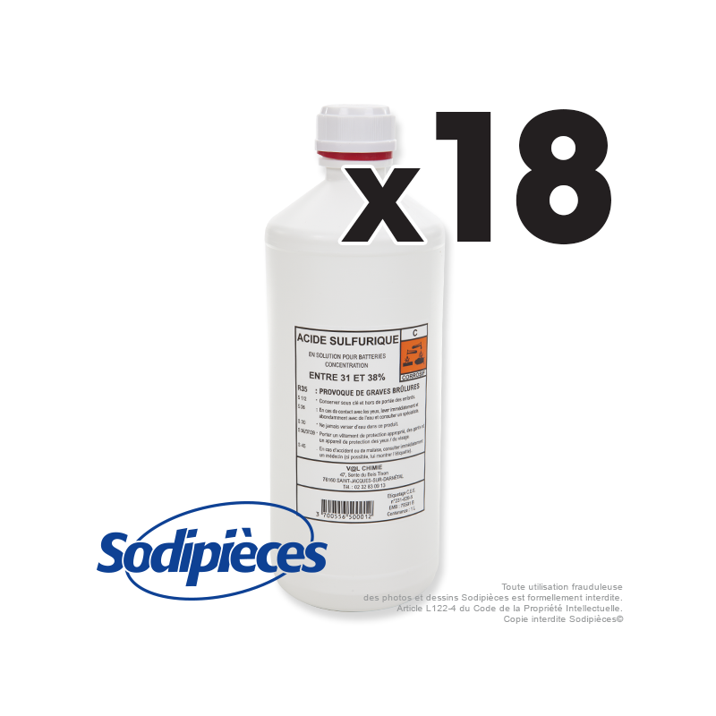 18 bouteilles acide batterie 1 litre + 2 paires de gants Produits Atelier HanderGreen OFFERTES