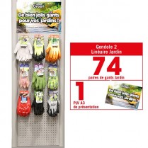 Linéaire gants Jardin. 74 paires de gants HanderGreen