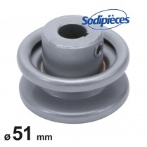 Poulie à gorge en V diam 51 mm. Largeur 23 mm