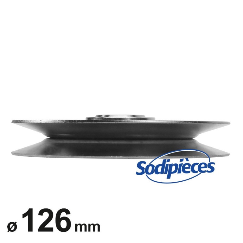 Poulie à gorge en V diam 126 mm. Largeur 25 mm