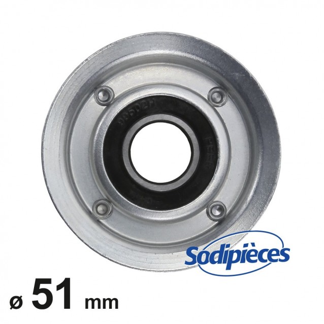 Poulie à gorge plate diam 51mm.Diam rebord 63 mm 