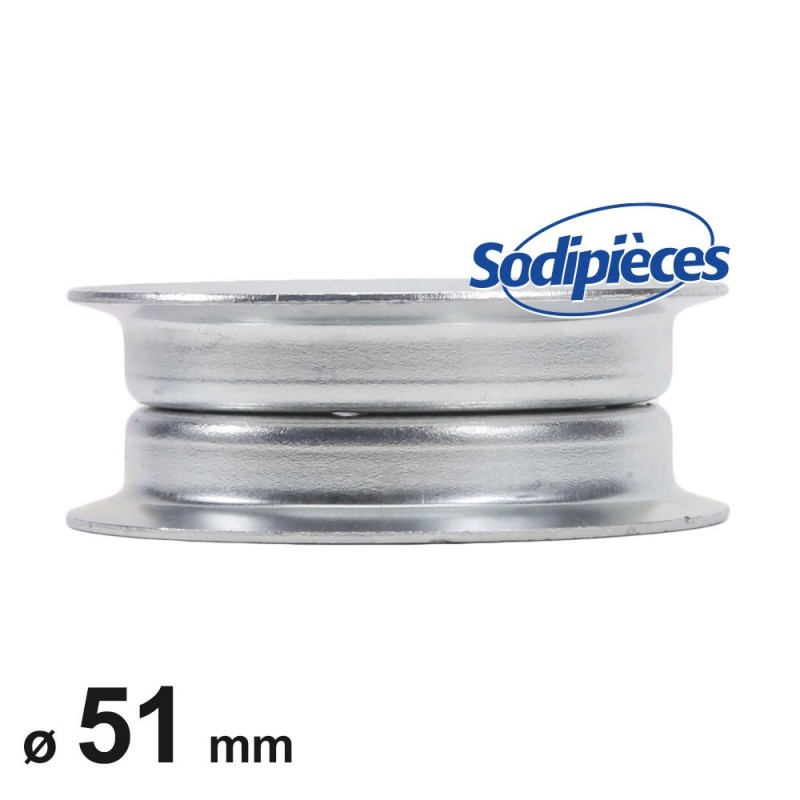 Poulie à gorge plate diam 51mm.Diam rebord 63 mm 