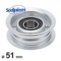 Poulie à gorge plate Ø 51 mm. Ø rebord 63 mm 