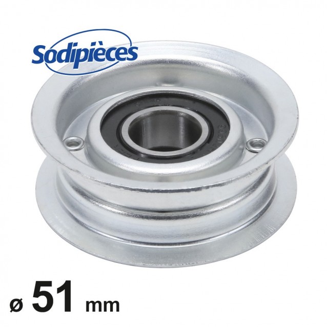 Poulie à gorge plate diam 51mm.Diam rebord 63 mm 