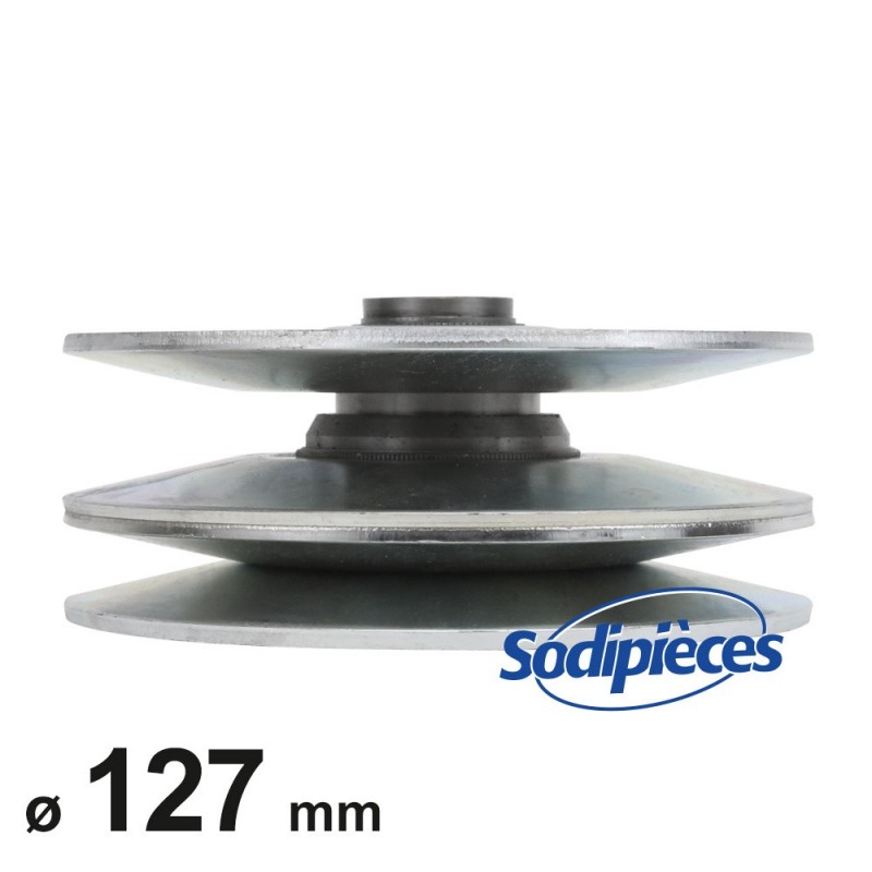 Poulie double gorge V. Ø 127 mm. Larg. 48