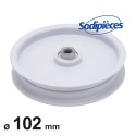 Poulie à gorge plate Ø 102 mm. Ø rebord 115 mm