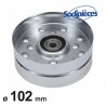 Poulie à gorge plate diam 102mm.